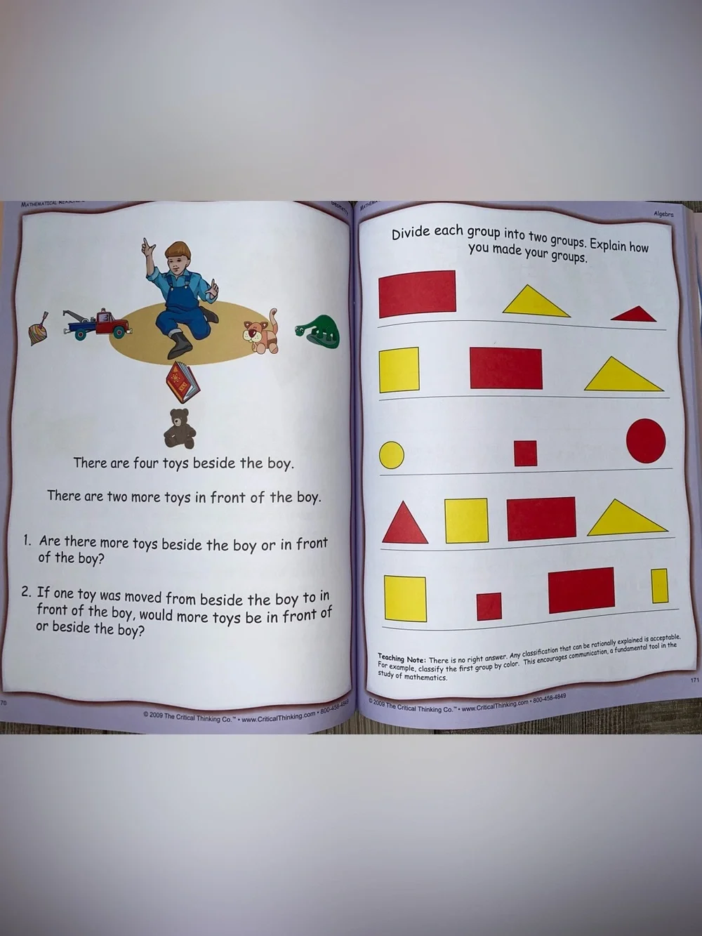 Mathematical Reasoning Beginning 2 Preschool Kindergarten Homeschool Workbook